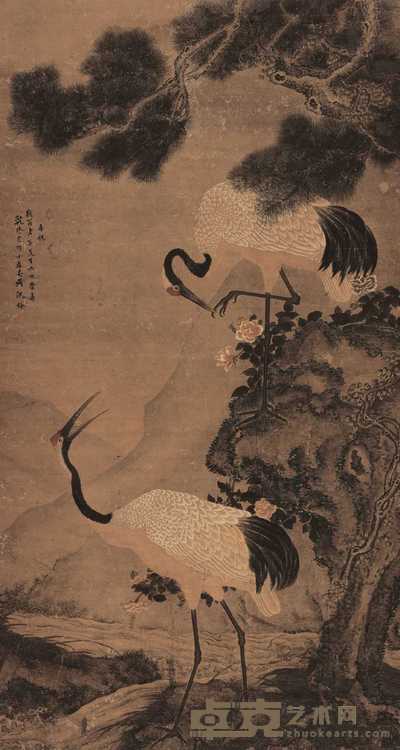 沈铨（款） 松鹤长龄图 立轴 187×100cm